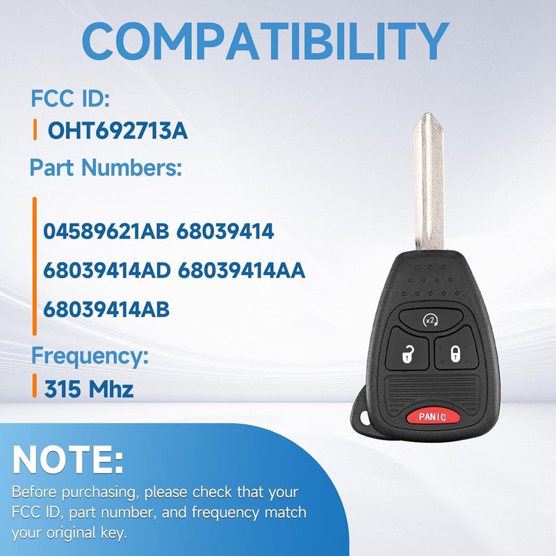 LYFUCESS Key Fob Replacement Fits for Jeep Wrangler 2009 2010 2011 2012 2013 2014 2015 2016 2017 2018 Compass Patriot 2010-2017 Car Keyless Entry Remote OHT692713A - Image 2